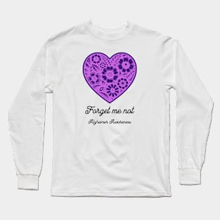 Forget me not Alzheimer Awareness Purple Heart Flowers Long Sleeve T-Shirt